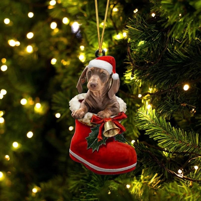 Dachshund Tax Chocolate i Julstövel Ornament