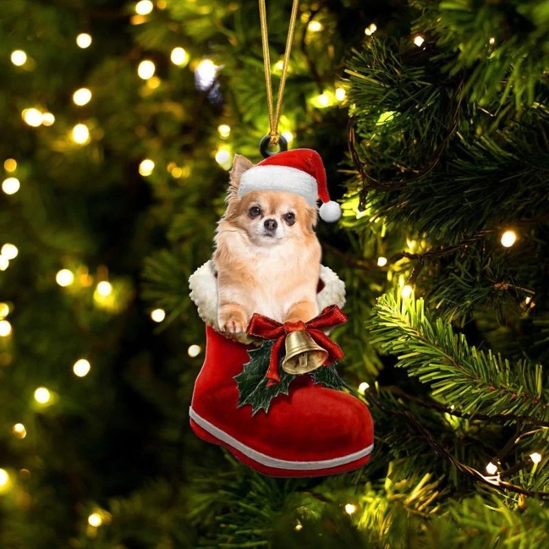 Chihuahua  i Julstövel Ornament