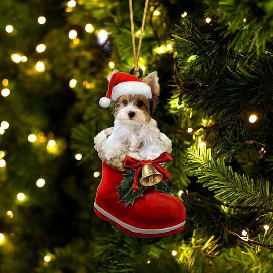 Yorkshire Terrier i Julstövel Ornament