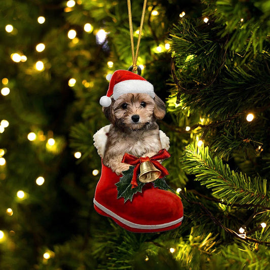 Yorkie Poo i Julstövel Ornament