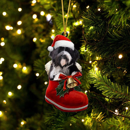 Tibetansk Terrier i Julstövel Ornament