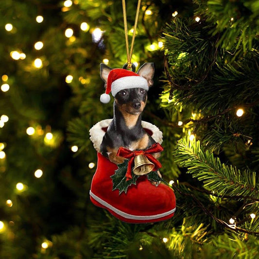 Miniature Pinscher i Julstövel Ornament