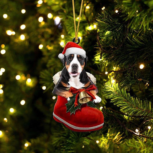 Greater Swiss Mountain Dog i Julstövel Ornament