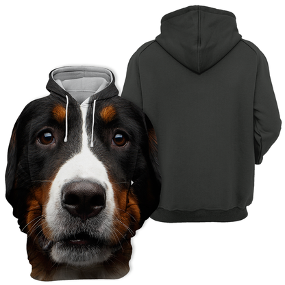 Unisex Hundhoodie | Bernese Mountain Curious