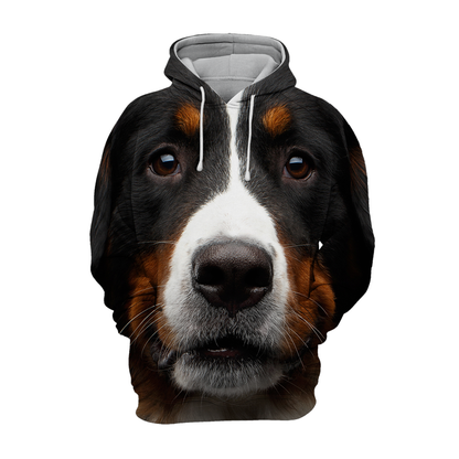 Unisex Hundhoodie | Bernese Mountain Curious